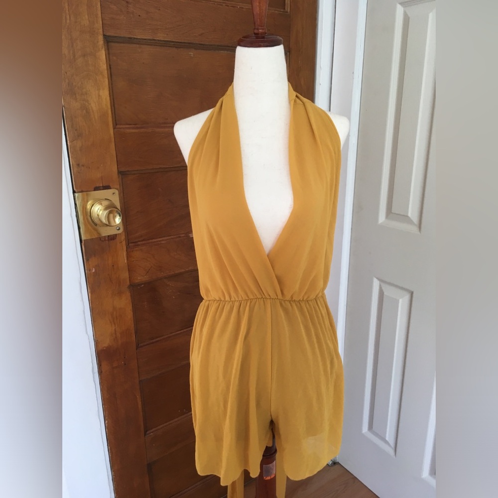 Italian Yellow V Neck Romper